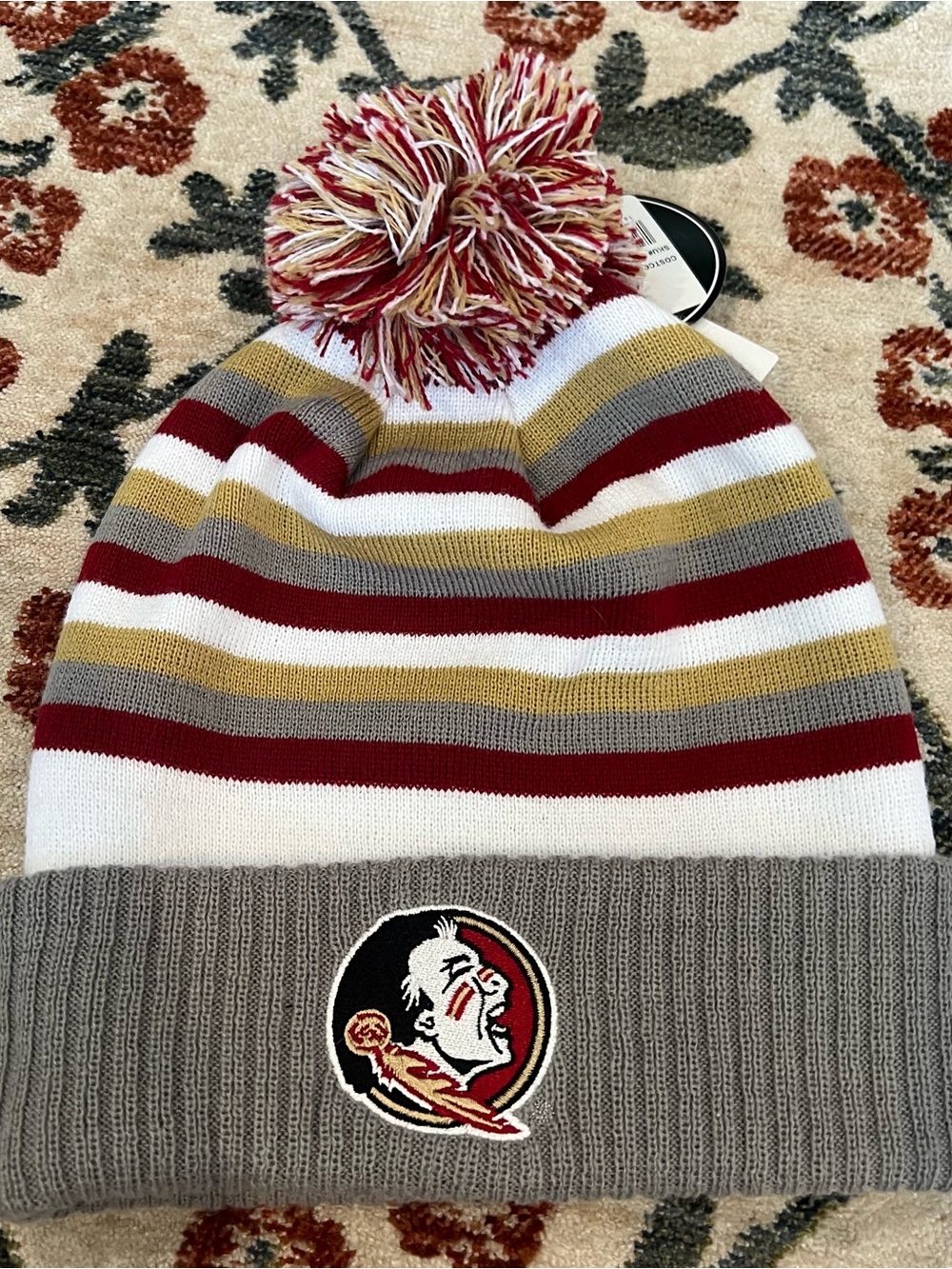 FSU cuffed knit hat with Pom Pom